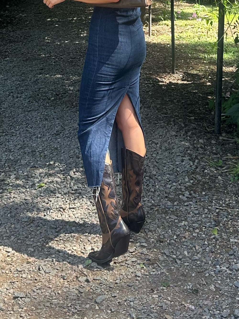 Zara Brown and Tan Western Heeled Boots - Picture 2 of 3